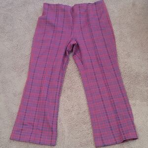 Anthropologie Pink Capris with Plaid Design